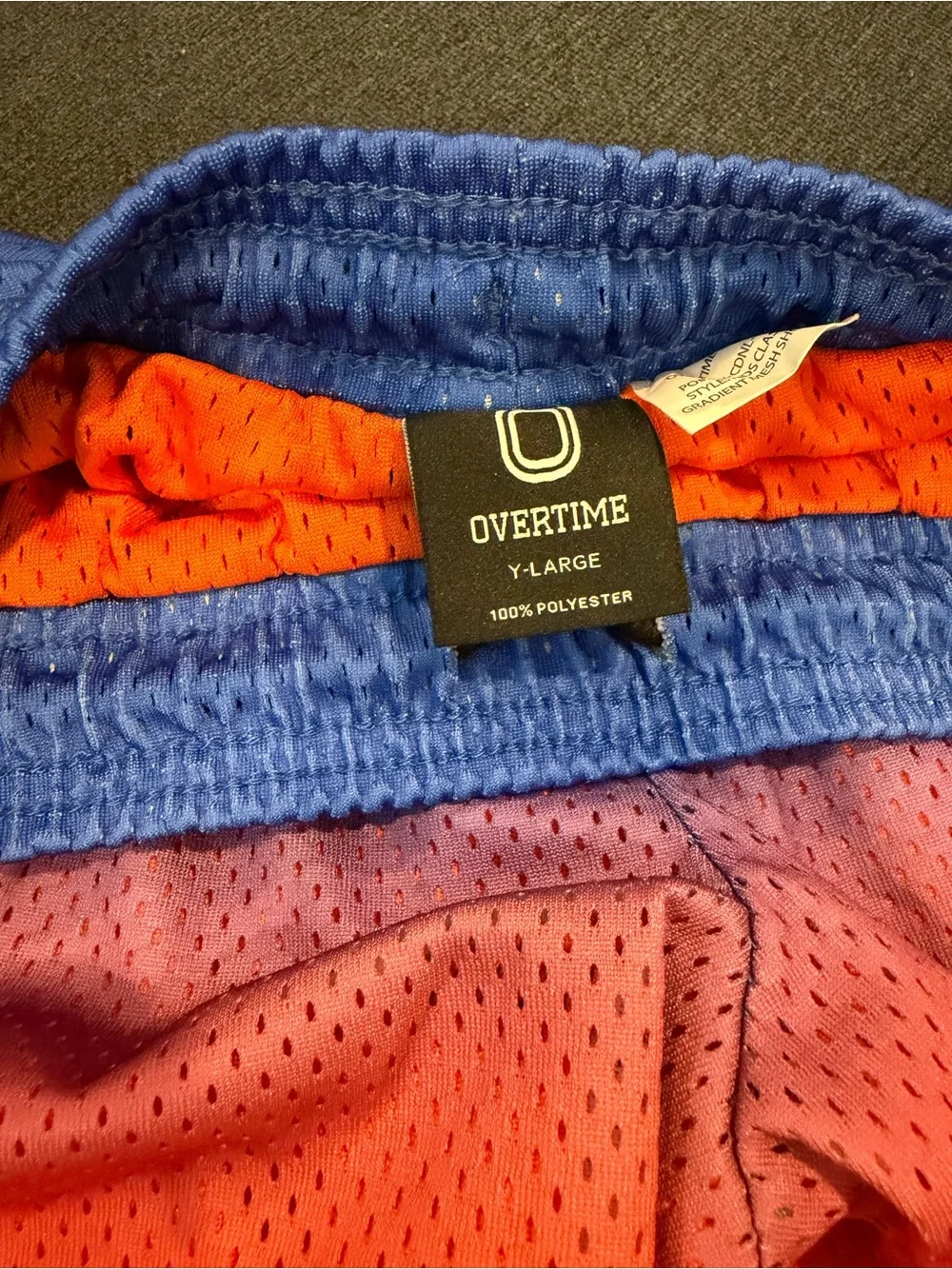 Overtime Boys Gradient Blue to Orange Athletic Mesh Shorts
